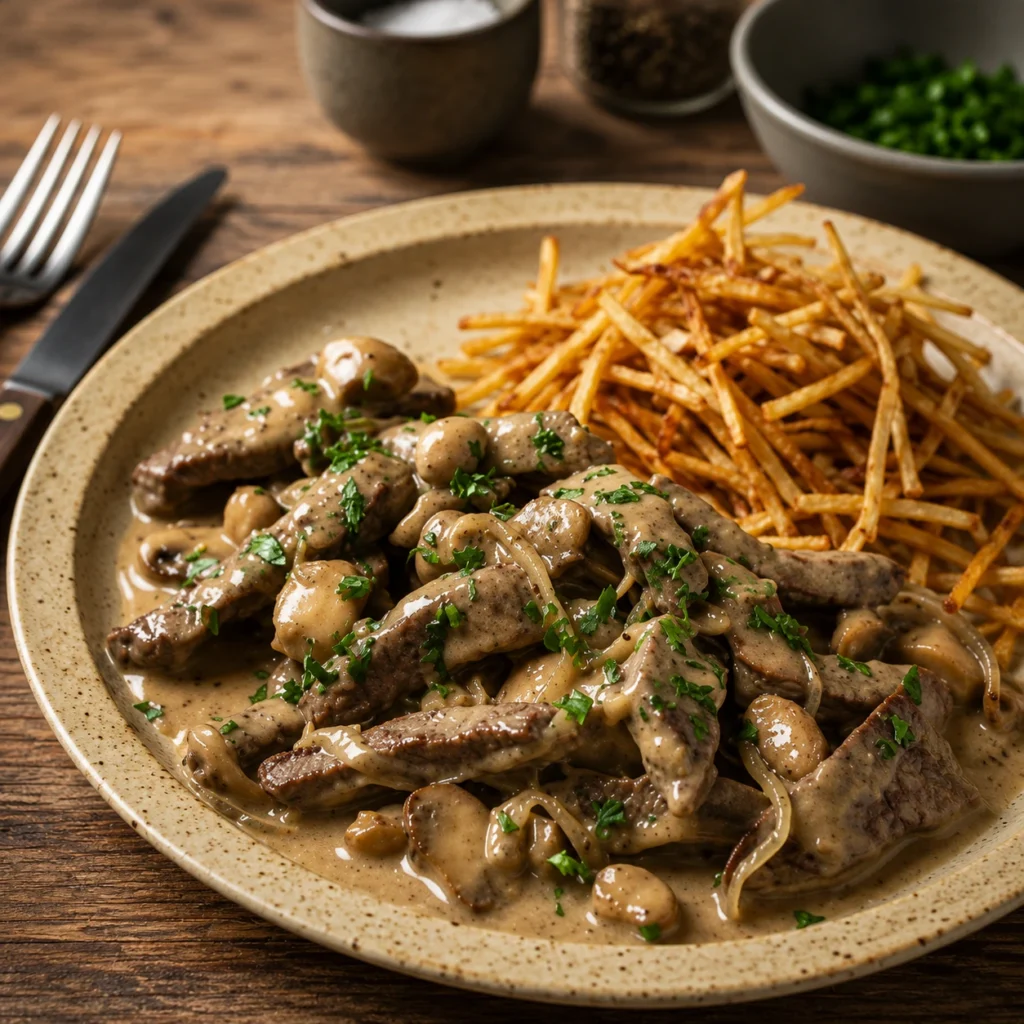 Balady Kandouz beef stroganoff strips recipe idea