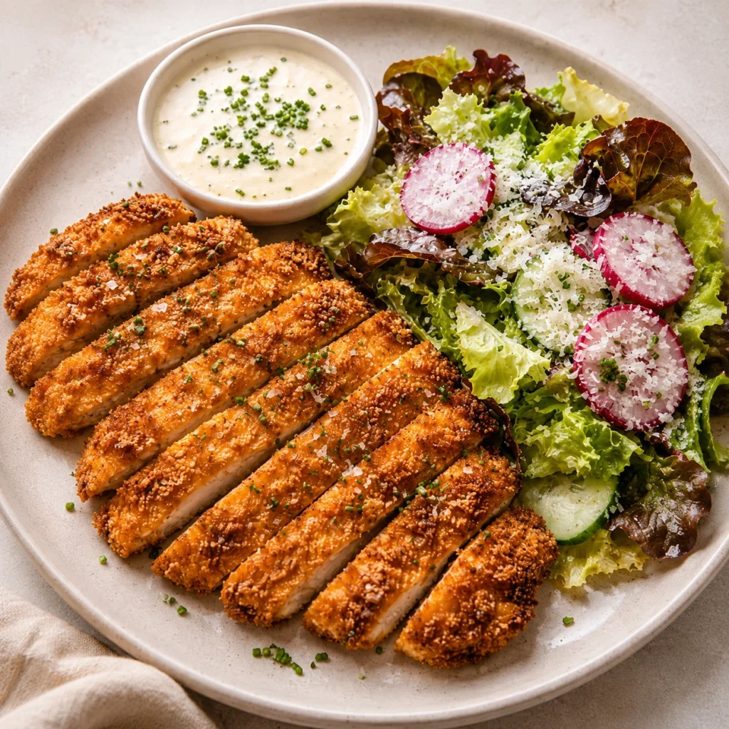 Chicken pané thin breast fillets recipe idea