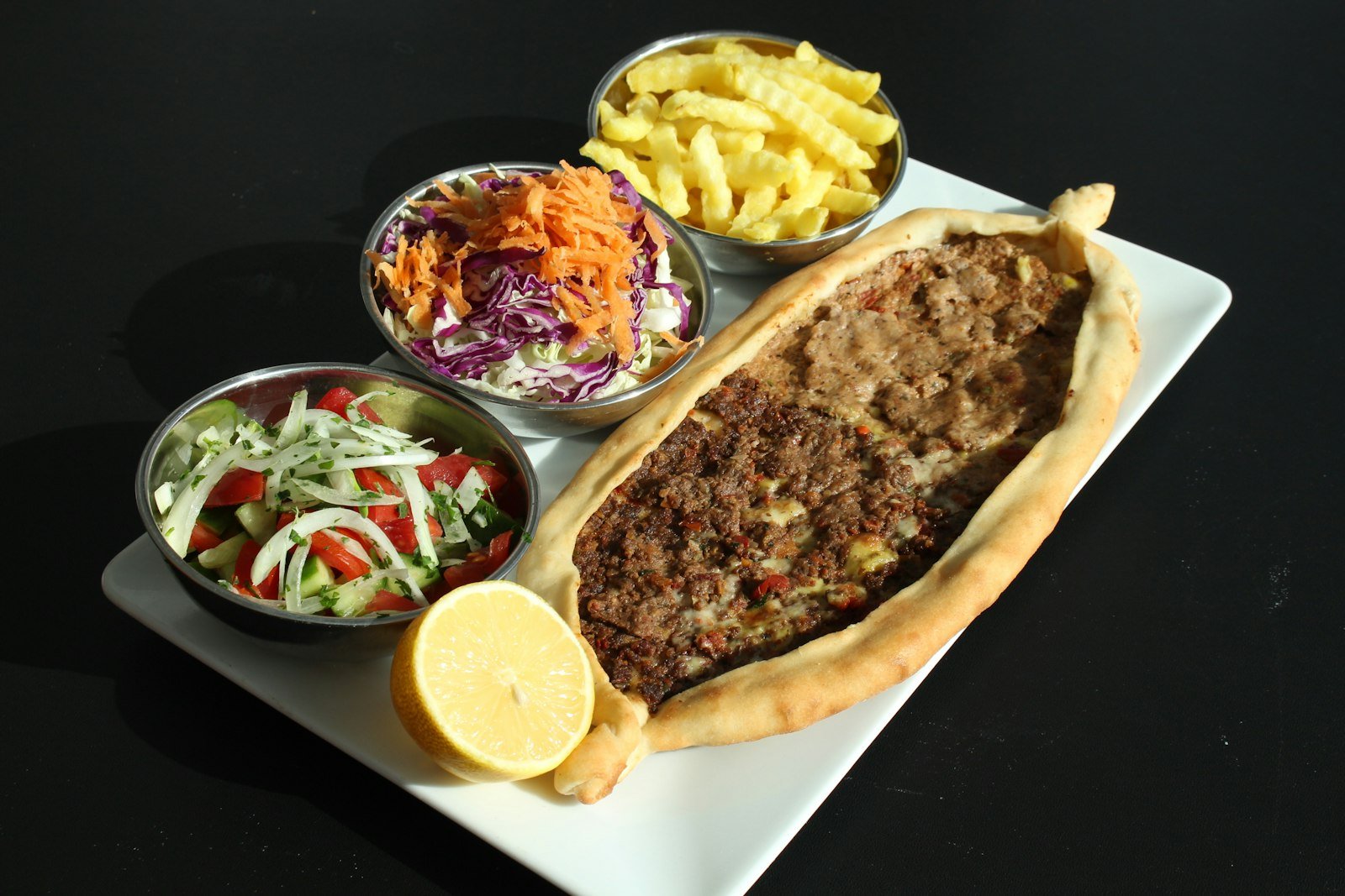 baked bread with minced meat Baked bread stuffed with spiced minced beef